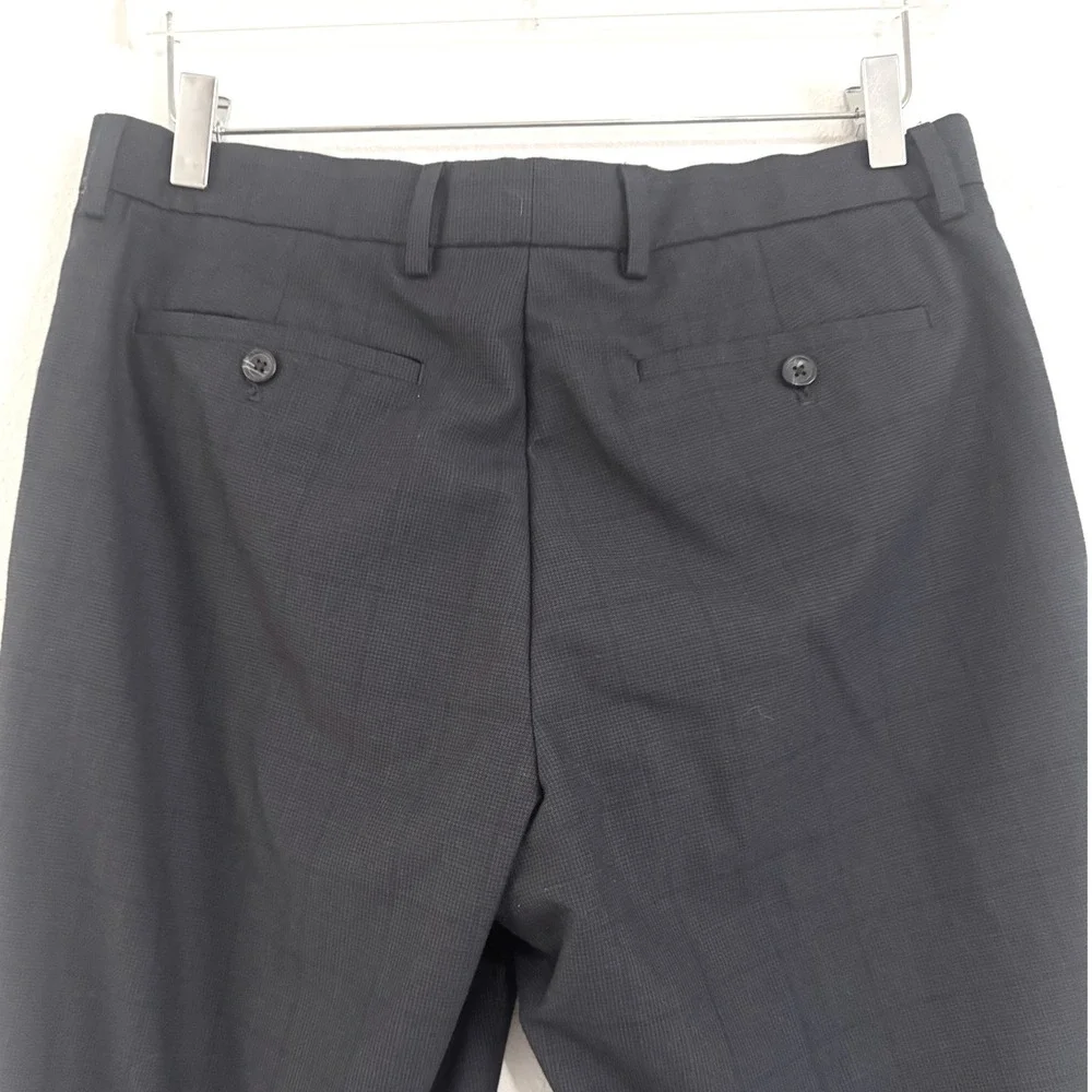 Banana Republic Men's Standard Fit Dress Pants 32x30 Charcoal Grey Black Plaid